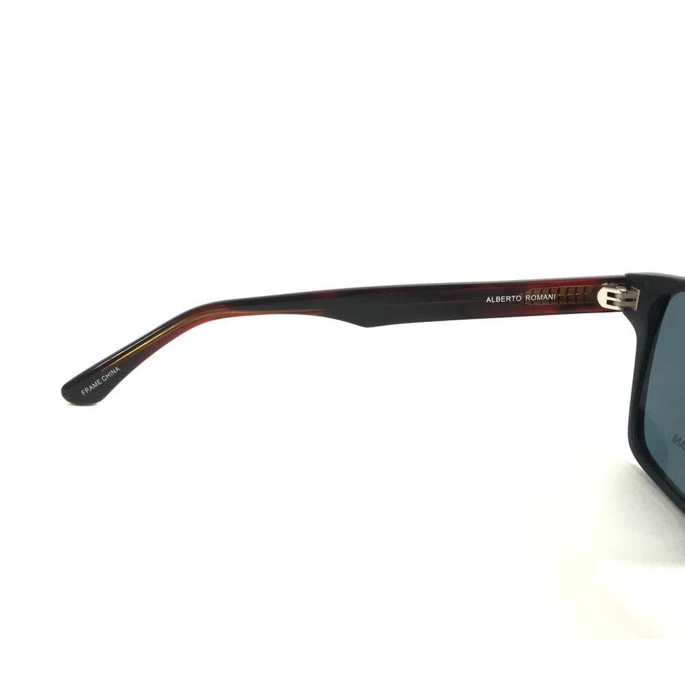 Alberto Romani Sunglasses ARS6008 MT BK Matte Black Brown Woodgrain Gray Lenses